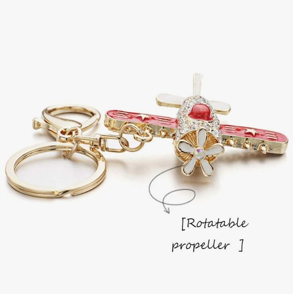 Red and Gold Airplane Keychain - Picture 5 of 8